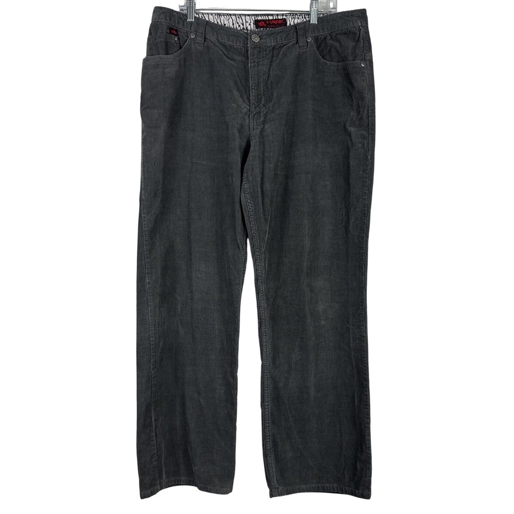 Tony Hawk Pants Mens 36x32 Dark Gray Corduroy Baggy Skater Y2K Loose 100% Cotton